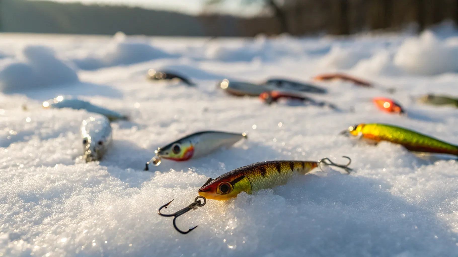 best lures for ice fishing at night Lure Kit Glowing Paint Jigs, 18pcs assorted Vivid pattern Best Lures for Ice Fishing: