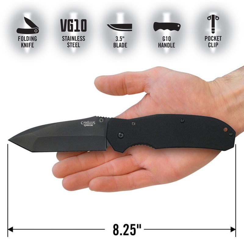 BattlBox | Camillus Black Tanto Folding Knife, VG10 Steel Blade