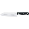 due cigni classica santoku knife, 7 inch scalloped santoku kitchen knife, x50crmov15 stainless steel chef knife, black pom handle santoku, dishwasher safe japanese style kitchen knife