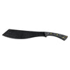 condor warlock machete, 1075 high carbon steel machete for camp and bushcraft, full tang fixed blade chopper, micarta handle machete with leather sheath, black powder coated brush clearing machete