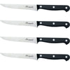 due cigni classica steak knife set of 4, plain edge steak knives with black pom handles, x50crmov15 stainless steel table knives, 4 inch full tang steak knife set, premium italian style steak knives