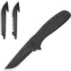 Outdoor Edge Razor VX2 folding knife in black G10 with two spare replaceable drop point blades