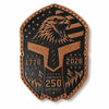 battlbox usa 250 leather patch, america 250th birthday morale patch, laser engraved eagle flag patch, velcro hook loop backing patch, tactical leather morale patch edc