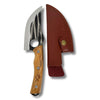 Dedfish Co. Trail Chop, hand forged camp cleaver, 5Cr15MoV fixed blade knife, olive wood handle chopper, leather sheath camp knife
