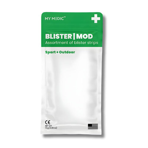 SuperSkin blister prevention tape, professional hiking first aid kit, modular blister treatment for runners, HSA FSA approved medical supplies, anti-friction foot care for boots, My Medic modular refill first aid kit
