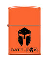 battlbox zippo lighter orange, windproof flip-top edc lighter, all-metal pocket lighter orange finish, camping survival fire lighter, high visibility windproof lighter