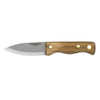 condor mini bushlore knife, 1075 high carbon steel bushcraft knife, compact fixed blade walnut handle, scandi grind survival knife, mini bushlore with leather sheath