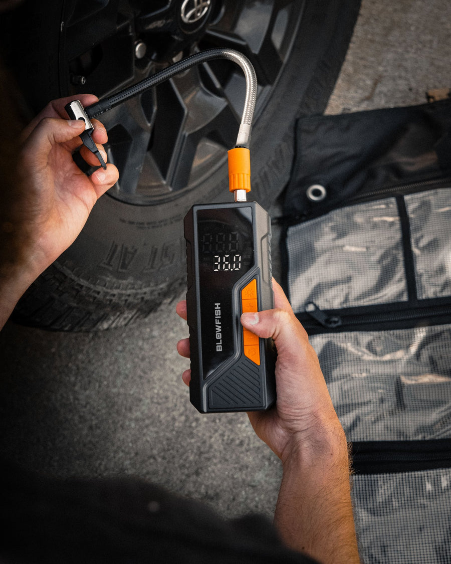 Blowfish inflator on a truck tire