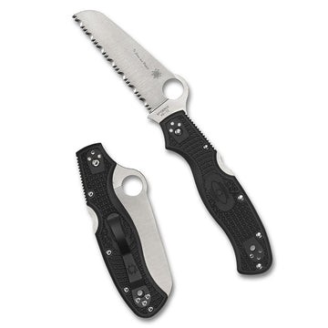 Spyderco Rescue 3 Thin Line, VG-10 Serrated Blade with Black FRN Handle, Back Lock Pocket Knife
