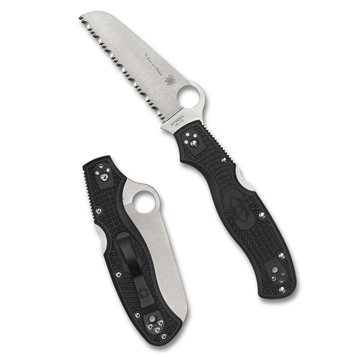 Spyderco Rescue 3 Thin Line, VG-10 Serrated Blade with Black FRN Handle, Back Lock Pocket Knife