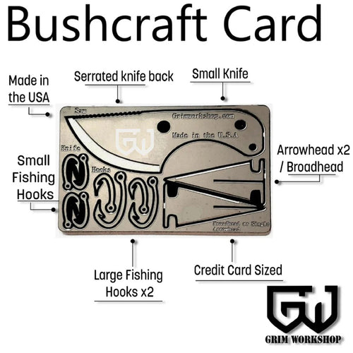 Grim workshop bushcraft card outdoor multi tool every day carry edc