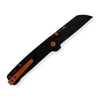 qsp qs130v2 penguin exclusive orange, blacked out d2 steel sheepsfoot folding knife, black g10 handle liner lock edc knife, orange hardware battlbox exclusive pocket knife, compact everyday carry folder