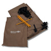 BattlBox Shelter and Tarp System in brown ripstop nylon with stakes, guy ropes, and stuff sack