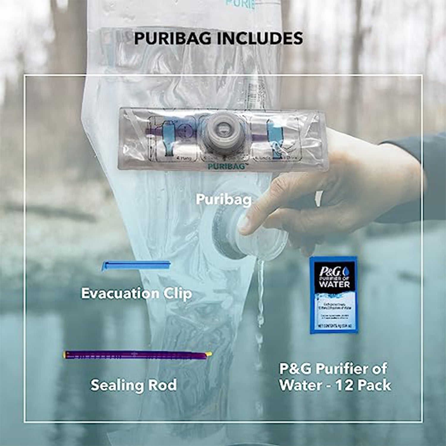 Battlbox Puribag Pro System with Straw Filter and P&G Water Purifier