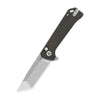 qsp grebe t button lock pocket knife, tanto blade edc folder 14c28n, micarta g10 raffir handle pocket knife, stonewash tanto everyday carry, ceramic bearing button lock knife