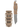 Coyote tan tanto survival knife, gear aid fixed knife, kyvex sheath, paracord hole fixed blade, tanto knife