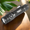 powertac woft 1200 lumen tactical edc flashlight, subcompact rechargeable flashlight, aluminum body water resistant, self defense edc light, tactical pocket flashlight
