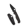 spyderco buttonup carbon fiber black blade folder, button lock edc knife, 8cr13mov stainless clip point blade, carbon fiber g10 handle, everyday carry pocket knife