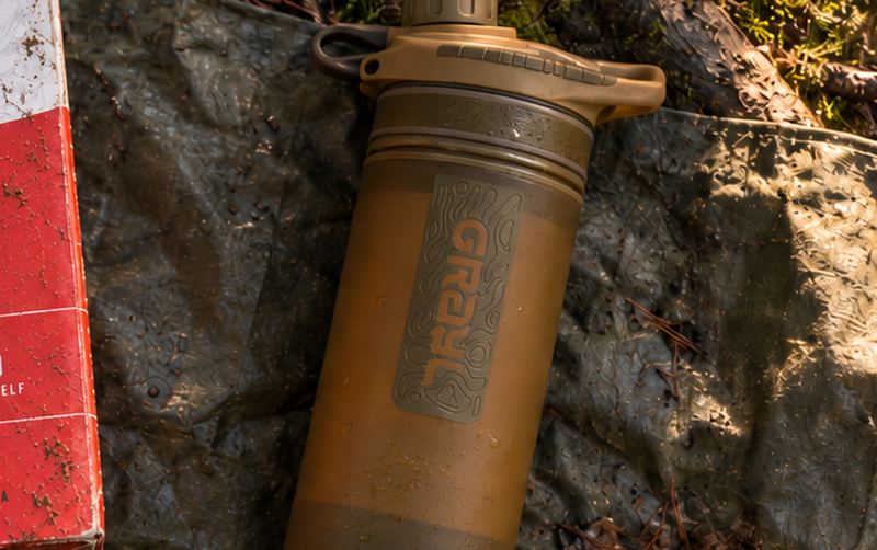 Grayl GeoPress purifier bottle in coyote brown