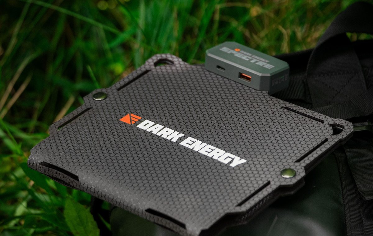 Dark Energy Spectre solar panel resting on the Defcon 5 duffle